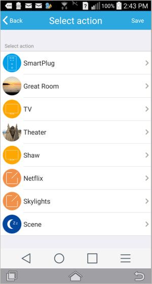choosing the action event for the rain sensor