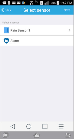 selecting a door/window sensor re-purposed as a rain sensor input
