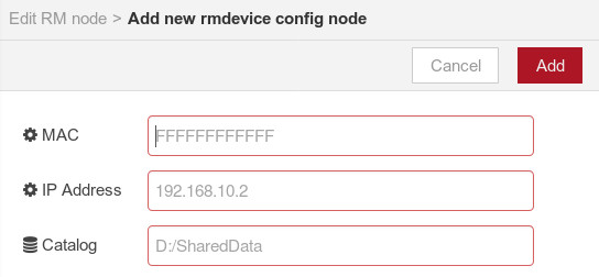 Node-RED config dialog for BroadLink hub