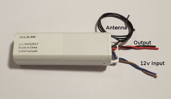 single channel RF radio receiver motor controller (15 amp) for blinds, shades, window openers