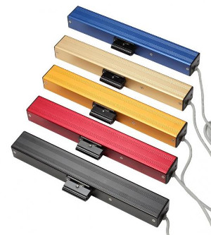 low voltage window motors come in different colors: blue, silver, yellow, red, black